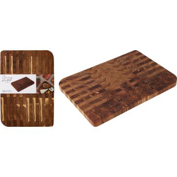 Teak Serving Board with End Grain Pattern 40x28 cm