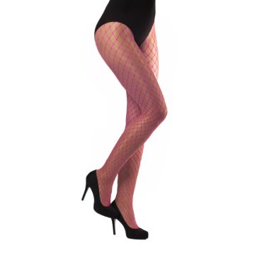 Fishnet tights neon pink - one size
