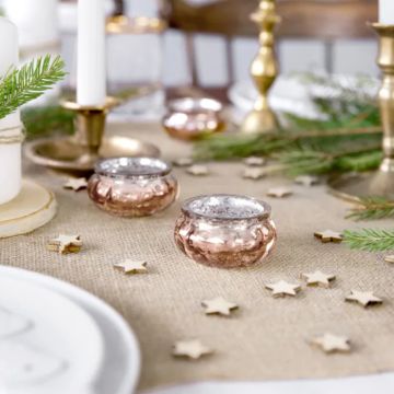 Round tealight holders rose gold 4x - 6x3 cm 