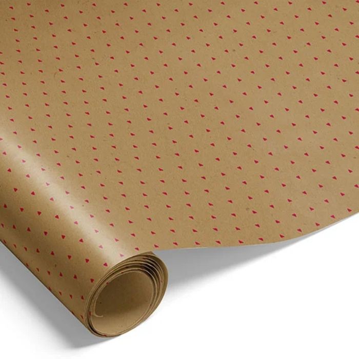 Gift wrap with hearts brown gift wrapping 10m The Old Pharmacy