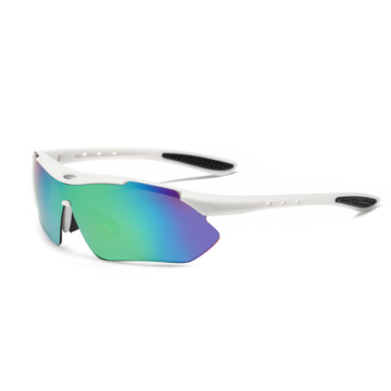 Running glasses white with blue mirror reflection - one size