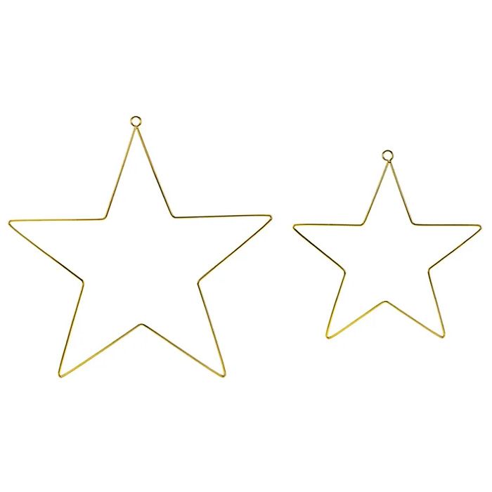 Gold Christmas Stars 2x - Metal
