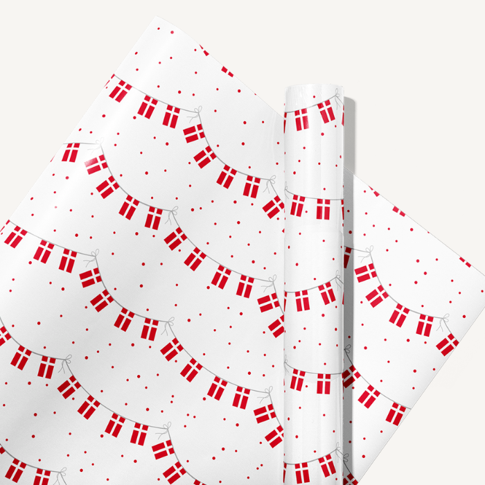 Wrap paper white with flag bunting 70x300 cm 