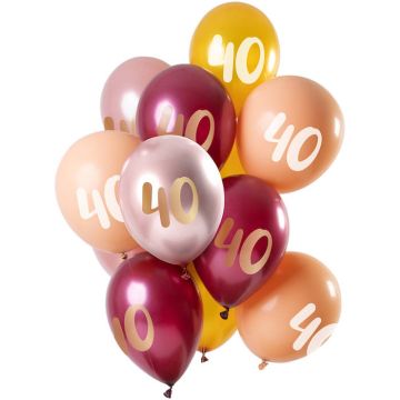 40th Birthday Balloons in Pink and Gold Shades 12x - 33 cm