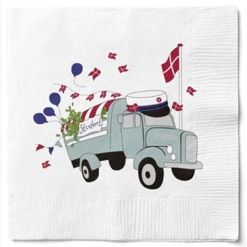 Napkins with student wagon blue student 20x The Old Pharmacy