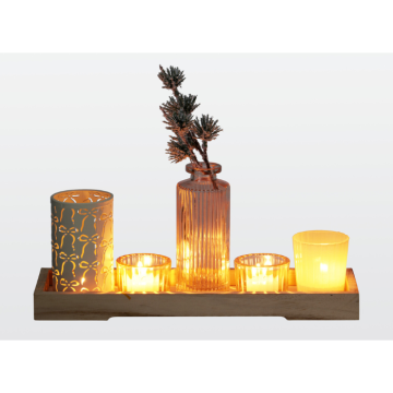 Set of tealight holders and tray 6x