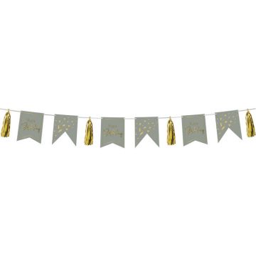 Happy Birthday Garland with Fringes Golden Dawn - 4 m