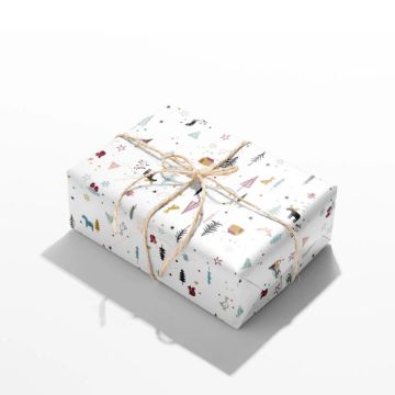 Christmas wrapping paper in white with Christmas motifs - 1000x70 cm
