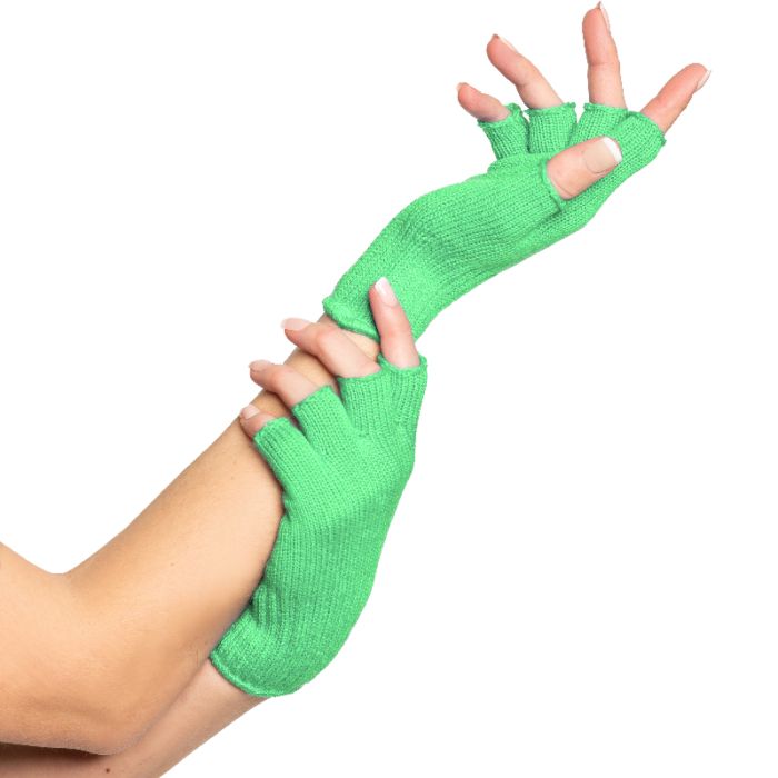Fingerless gloves one-size for women neon green