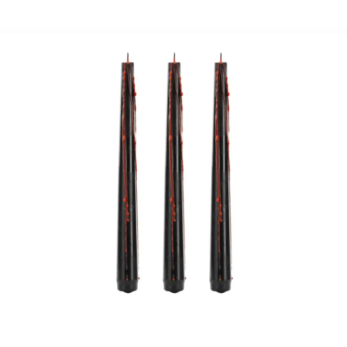 Bleeding taper candles black and red 3x - 20 cm