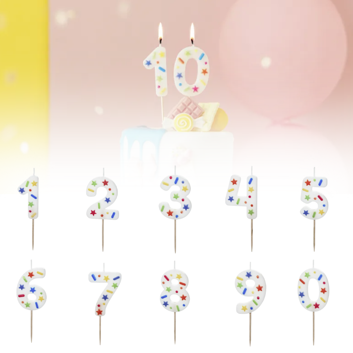 Cake Candles Confetti Design 0-9 - 5.5 cm