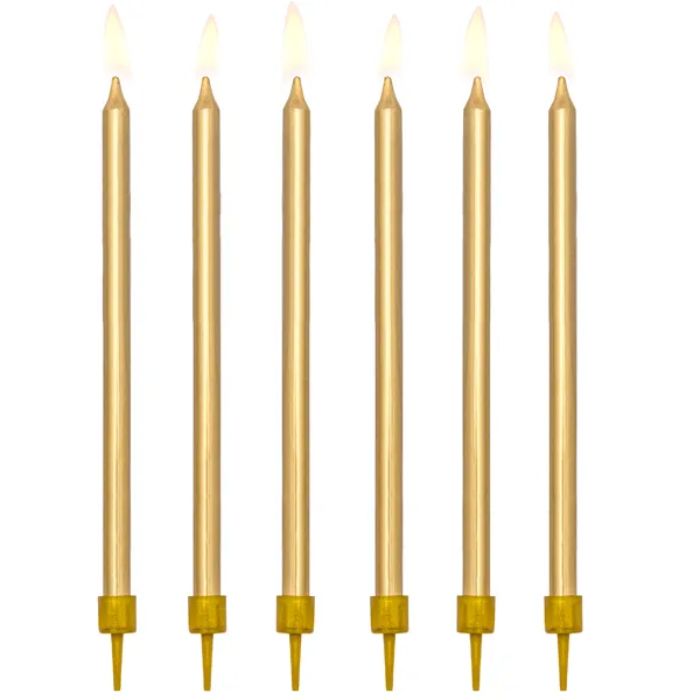 Long cake candles gold 12.5 cm