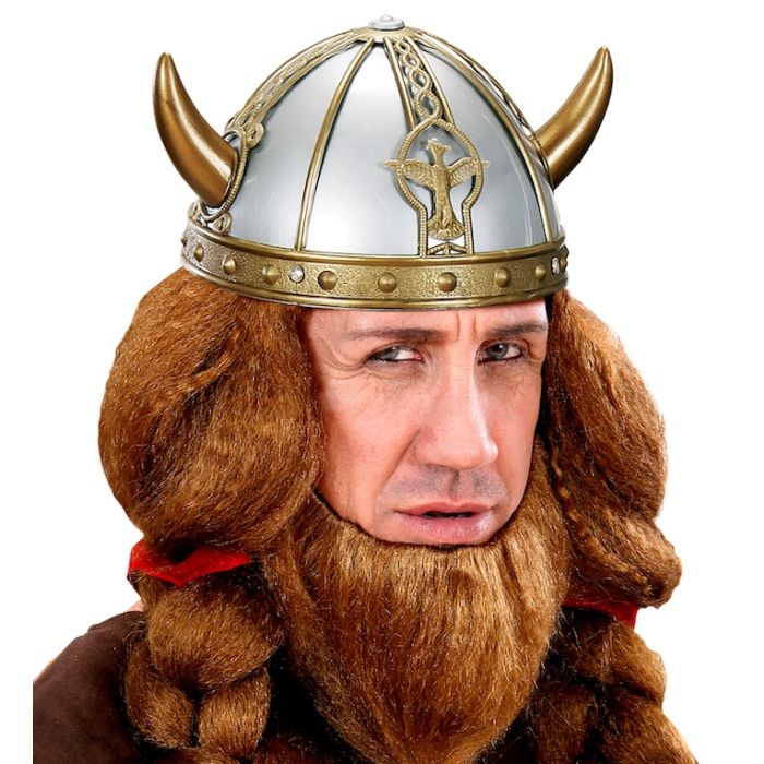 Viking Helmet in Gold and Silver with Horns