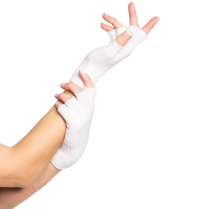 White Fingerless Gloves for Women - One Size