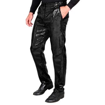 Black Sequin Trousers for Men
