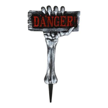 Silver Halloween skeleton hand sign danger 28x54 cm The Old Pharmacy