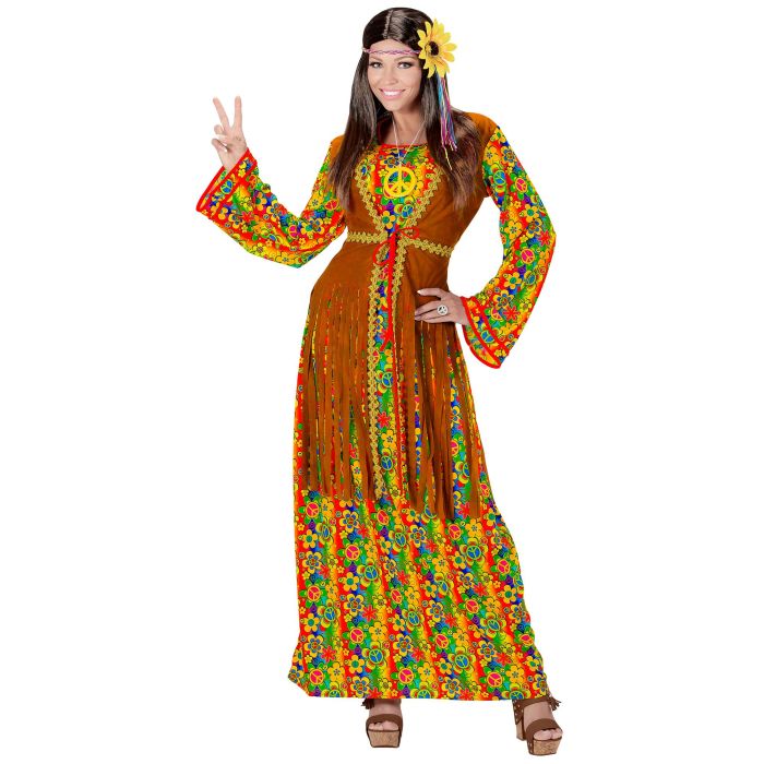 Hippie Dress with Fringe Vest and Peace Sign