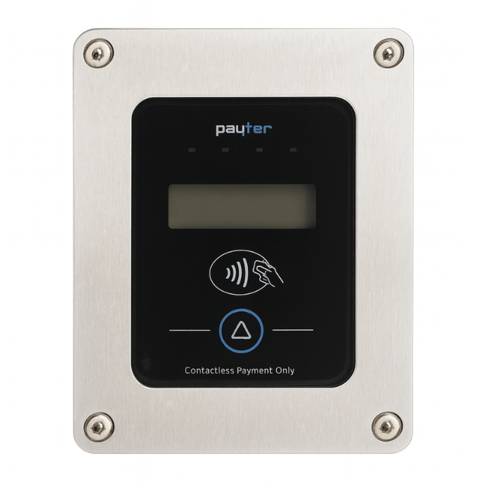 Protective frame contactless payment vending machine