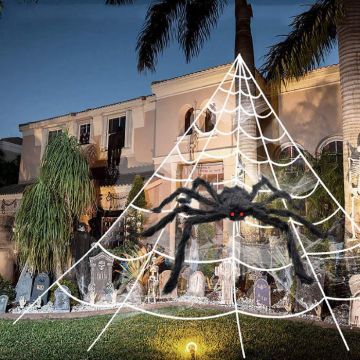 White spider web with giant black spider - 5x4.8 m