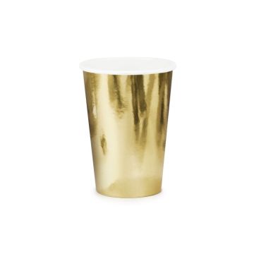 Gold Paper Cups 6x - 220 ml