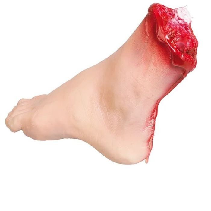 Severed bloody foot