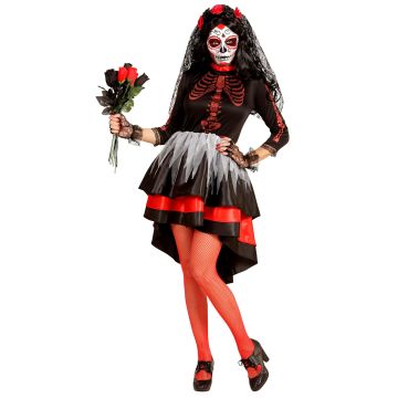 Sugar Skull Bride Costume with Floral Veil