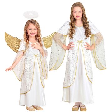 Angel costume in white and gold for girls