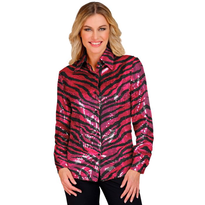 Pink Zebra Sequin Shirt for Women