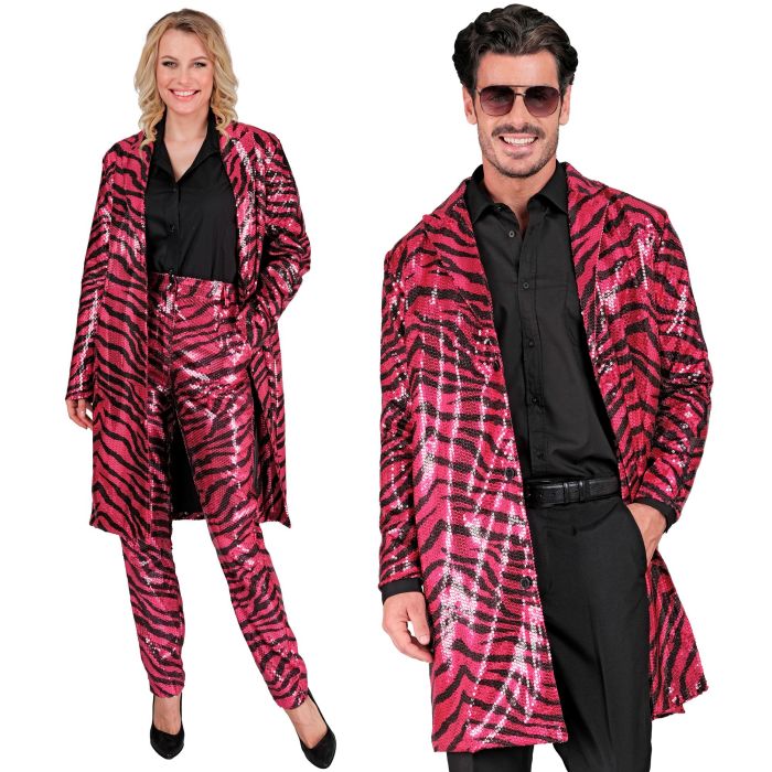 Pink Sequin Coat with Animal Print