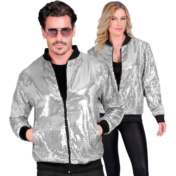 Silver Sequin Bomber Jacket