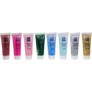 Glitter acrylic paint 8x 21 ml.