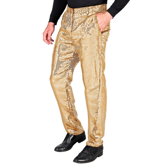 Gold sequin trousers for men