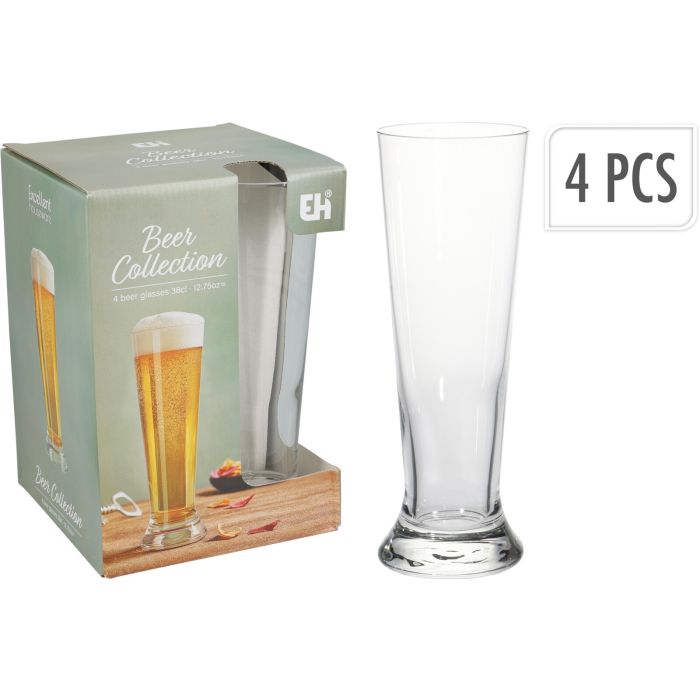 Tall Beer Glasses Without Stem, 4 pcs., 38 cl