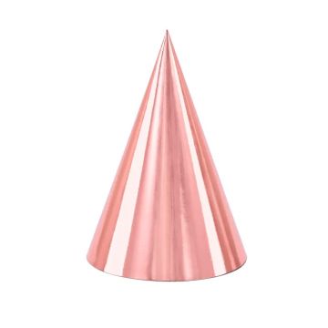 Rose gold party hats 6x - 16 cm