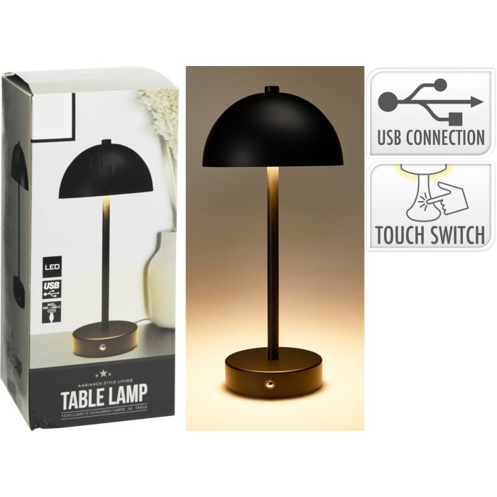 Rechargeable Table Lamp in Black Metal approx. 31 cm