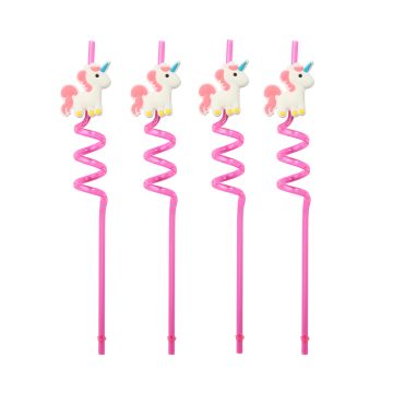 Unicorn straws pink reusable 4x