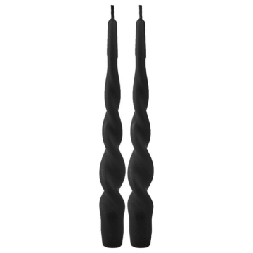 Twisted Taper Candles Black 2x - 24 cm