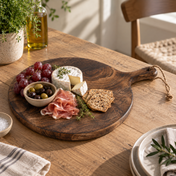 Round serving platter in mango wood 40x30x2 cm