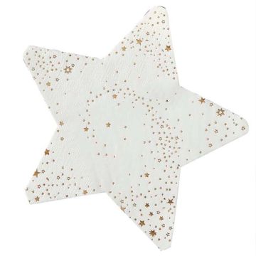 Star Napkins in White & Gold 16x - 17x17 cm