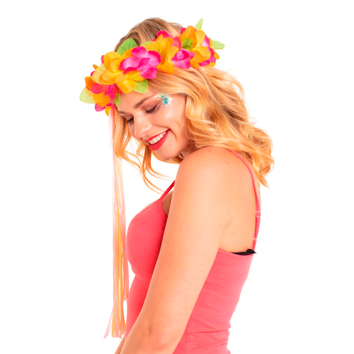 Hawaii flower headband pink/orange - onesize