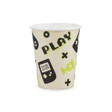 Paper cups with gamer designs 6x - 220 ml