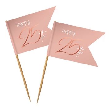 "Happy 25th" Wooden Sticks Pink 36x
