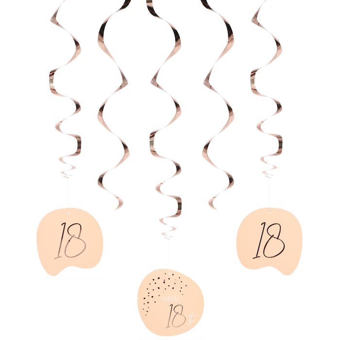 Happy 18th Swirls Pink 5x