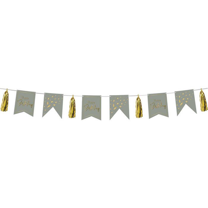 Happy Birthday Garland with Fringes Golden Dawn - 4 m