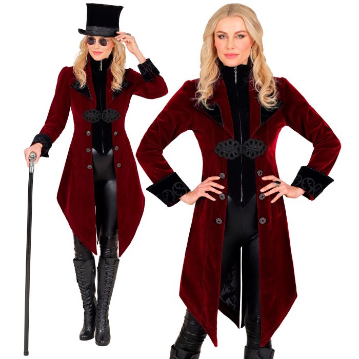 Bordeaux Gothic Velvet Coat for Women