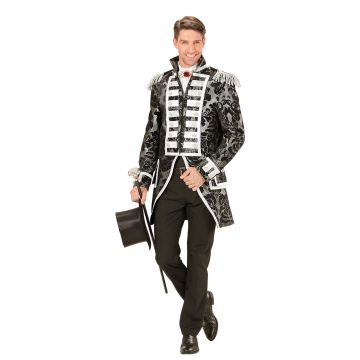 Silver jacquard tailcoat for men