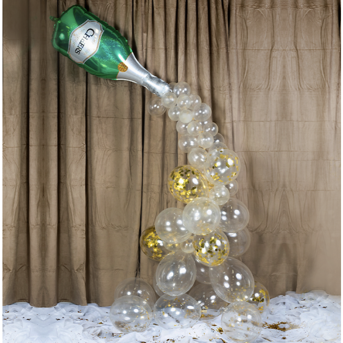 Champagne Balloon Arch - 56 Balloons & Confetti