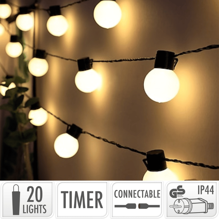 Warm white string light 20x bulbs - 14.5 m