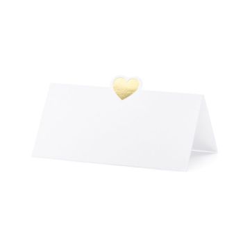 White place card with gold heart motif 10x - 10x5 cm
