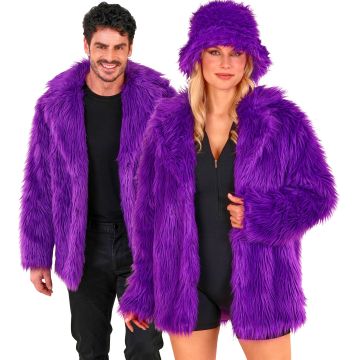 Purple Fur Jacket for a Glamorous Disco Party